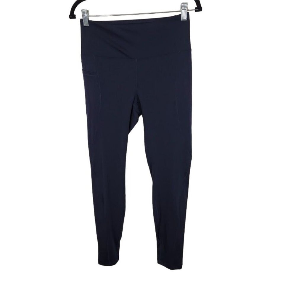 Athlio Women's High Waist Yoga Leggings with Pockets‎ in Navy Blue - Size Large